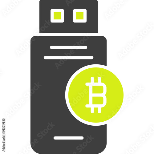 Bitcoin Usb Device Vector Icon