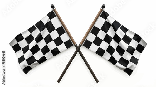 Vector Racing Flags Icon – Black and White Checkered Finish Line Symbol – Motorsport, Speed, Competition, Auto Racing, Victory, and Race Track Graphic Illustration