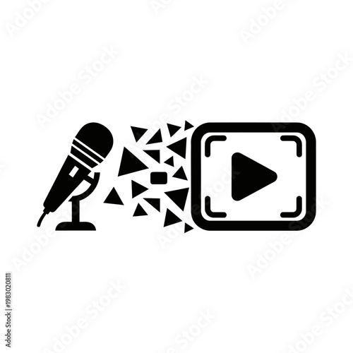 Microphone with Video Play Icon Illustration