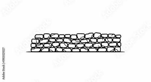 Stylized illustration of a stone wall, rendered in black and white