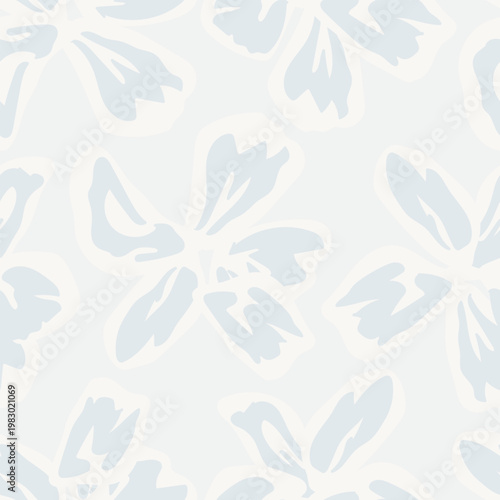 Floral Fashion Print Design Light Blue And White Brushstroke Flower