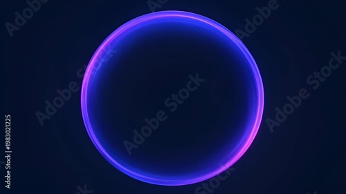 Neon circle glowing on dark blue background with purple blue light empty space abstract minimal modern design for SEO search friendly video title