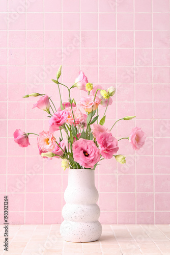 Vase with beautiful pink eu...