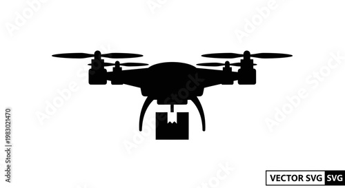 Drone delivering package silhouette, modern aerial delivery service, technology concept