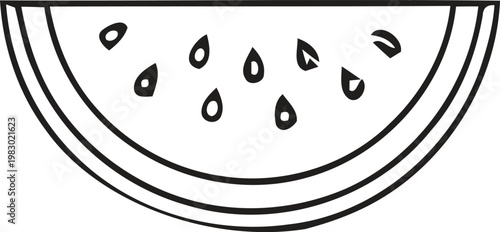 Black and white, halved watermelon with seeds