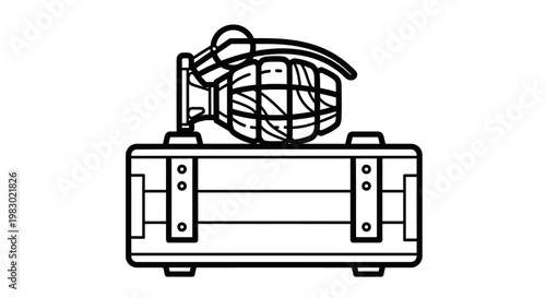 Explosive Grenade on Wooden Crate Icon, Military Weapon Symbol, Danger Sign