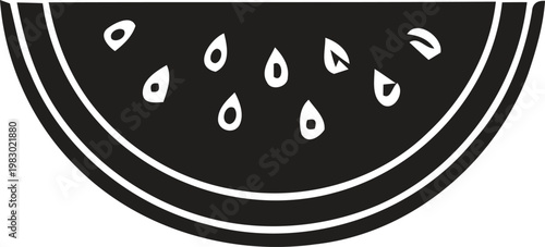 Black and white watermelon slice with seeds