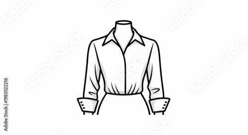 A simplified sketch of a white collared shirt with cuffed sleeves