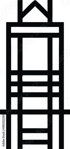 Industrial Scaffold Structure Icon Representing Construction and Building Frameworks for Development Projects