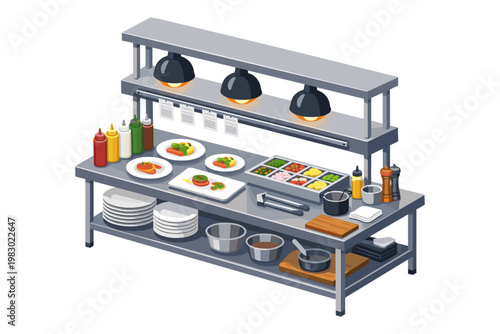 Commercial Kitchen Food Prep Station