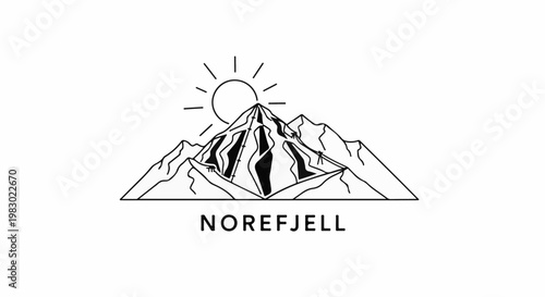 Mountain peaks with sun and ski slopes