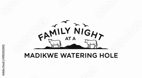 Family night at Madikwe watering hole with cows and birds