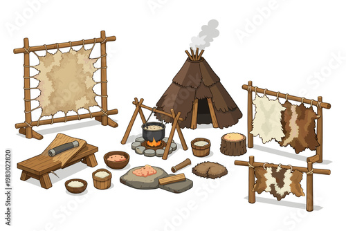 Prehistoric Village Scene
