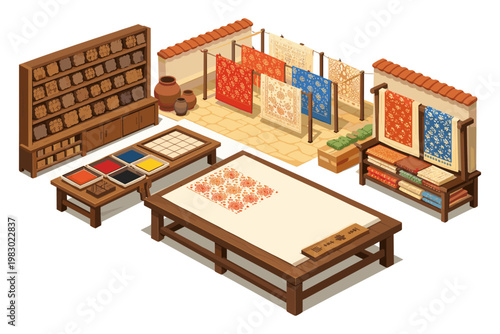 Textile Printing Workshop Scene