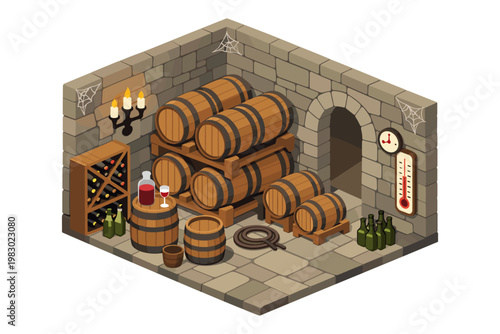 Isometric Wine Cellar Storage