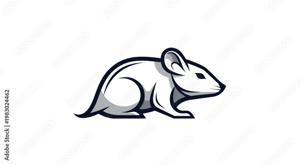 Obraz premium Stylized white mouse logo on a clean white background