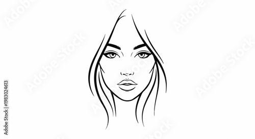 A minimalist black and white line drawing of a woman's face
