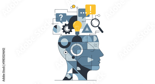 Abstract illustration of human mind and creative process.