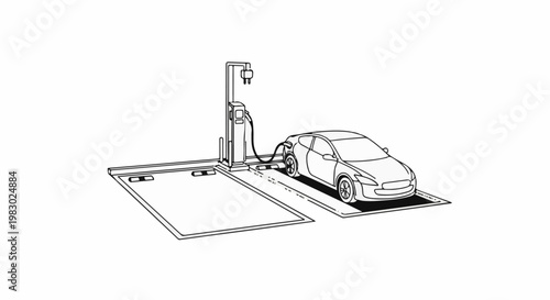 A line drawing shows an electric vehicle charging at a station