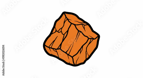 A simple illustration of a rough, orange-colored rock with dark outlines