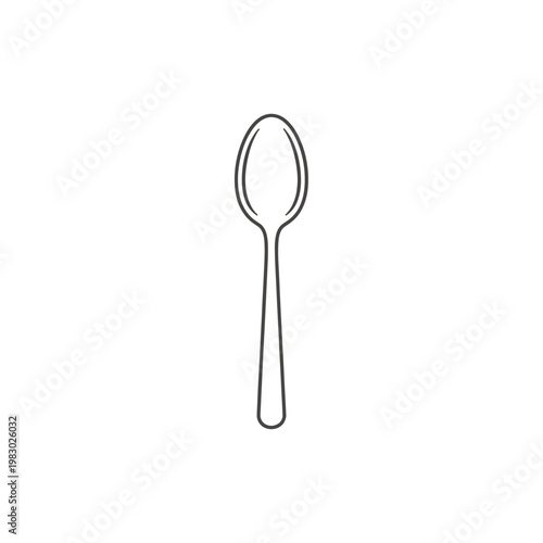 A simple, clean line drawing of a single spoon on a white background.