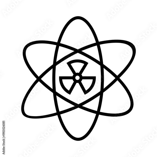 Radiation icon vector. Nuclear energy Illustration sign. Emitting symbol. Nuclear waste logo.