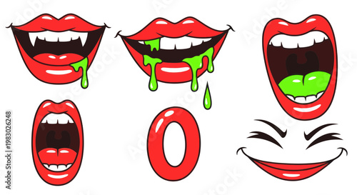 Halloween Mouths Collection: Vampire, Drooling, Laughing, Open Mouth, Scary Face