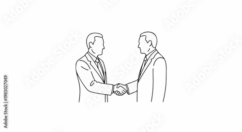 Two men in suits shake hands, symbolizing agreement or a deal