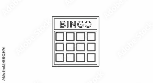 A simple line drawing of a bingo card with the word BINGO at the top