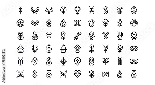 Abstract mystical symbols vector illustration set