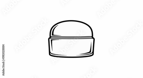 A simple black and white drawing of a jar with a rounded lid on a white background