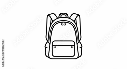 A simple black and white line drawing of a backpack with two main compartments