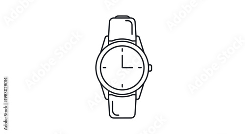 Simple Line Icon of a Classic Wristwatch
