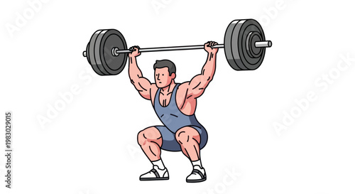 Athletic man performing a weightlifting squat