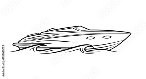 Speed boat sailing on water