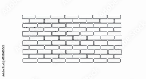 A simple, black and white line drawing of a brick wall pattern