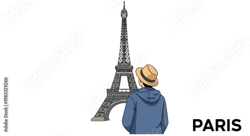 Tourist Admiring The Eiffel Tower In Paris