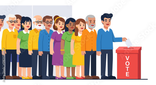 Diverse Group Of People Voting In Election