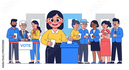 Diverse Group Of People Voting In Election