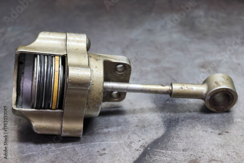 Bild auf Leinwand A cutaway view of a turbocharger wastegate actuator showing internal components like the spring and diaphragm for educational and technical demonstration