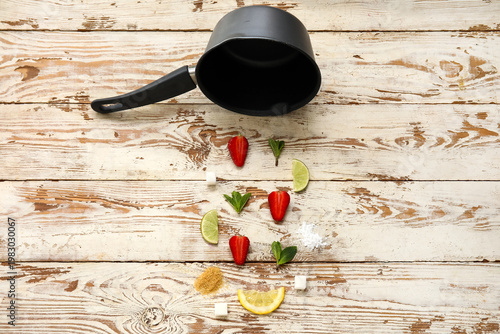 Saucepan and ingredients fo...