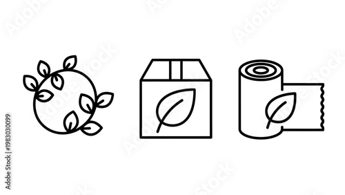 Eco-friendly packaging concepts sustainable materials green business icons with circular economy zero waste carbon footprint friendly packaging sustainable materials business recycling