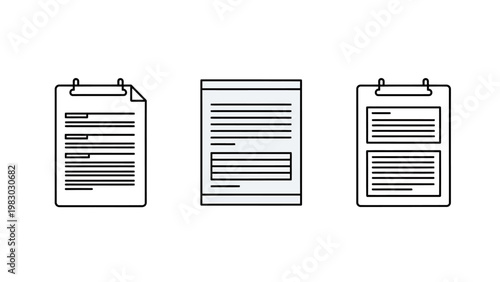 Clipboard icons with documents white background clipboard document information assignment checklist application template business illustration collection multiple isolated communication