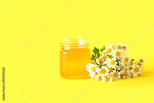 Jar of honey and beautiful ...