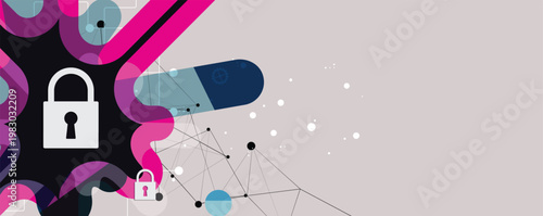 Cyber technology protecting data for business and internet project.