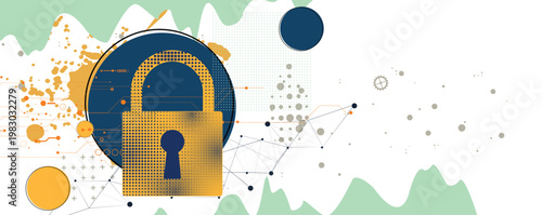 Cyber technology protecting data for business and internet project.