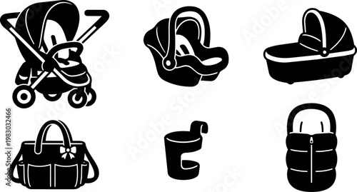 Baby stroller car seat diaper bag baby cup and carrier