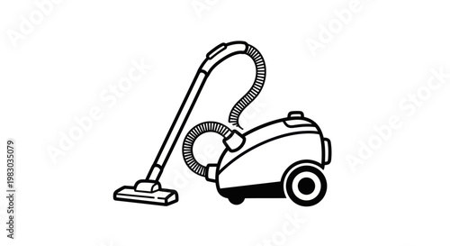 Simple line art illustration of a vacuum cleaner icon isolated on white background