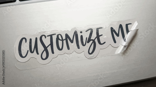 Editable sticker title text style with modern script font and realistic vinyl sticker appearance