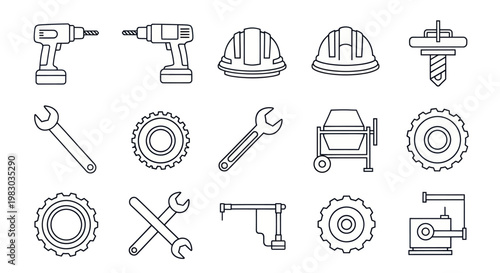 Set of construction and industry tools icons